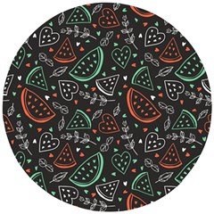 Seamless-vector-pattern-with-watermelons-mint -- Wooden Puzzle Round by Amaryn4rt