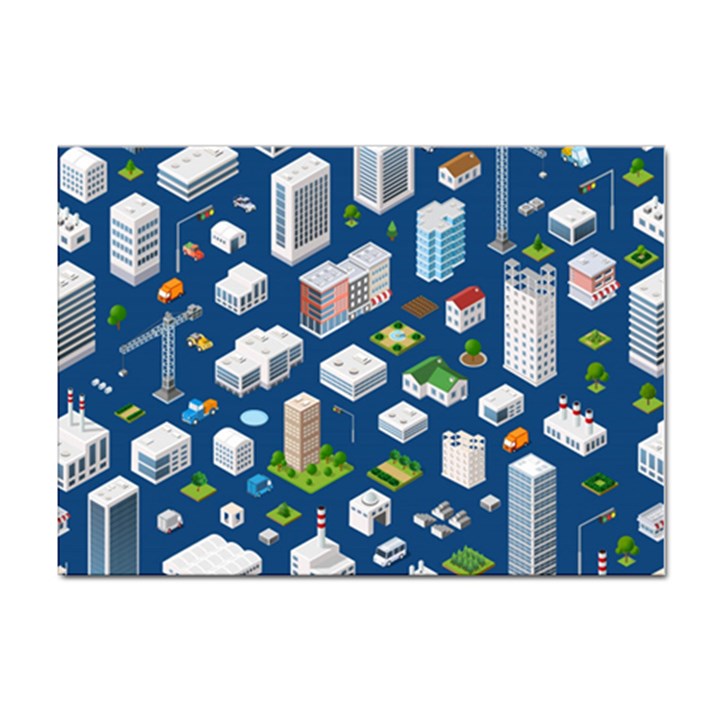 Isometric-seamless-pattern-megapolis Sticker A4 (10 pack)