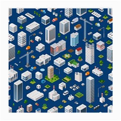 Isometric-seamless-pattern-megapolis Medium Glasses Cloth by Amaryn4rt