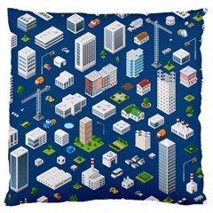 Isometric-seamless-pattern-megapolis Large Cushion Case (two Sides) by Amaryn4rt