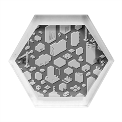 Isometric-seamless-pattern-megapolis Hexagon Wood Jewelry Box by Amaryn4rt