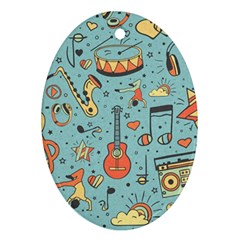 Seamless-pattern-musical-instruments-notes-headphones-player Ornament (oval) by Amaryn4rt