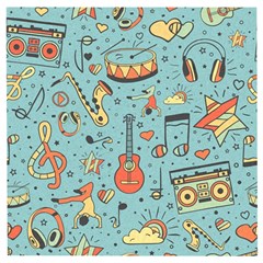 Seamless-pattern-musical-instruments-notes-headphones-player Wooden Puzzle Square by Amaryn4rt