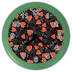 Seamless-vector-pattern-with-watermelons-hearts-mint Color Wall Clock by Amaryn4rt