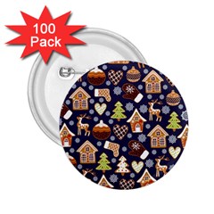 Winter-seamless-patterns-with-gingerbread-cookies-holiday-background 2 25  Buttons (100 Pack)  by Amaryn4rt