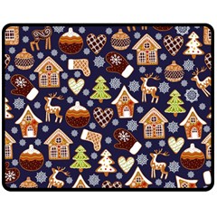 Winter-seamless-patterns-with-gingerbread-cookies-holiday-background Two Sides Fleece Blanket (medium) by Amaryn4rt