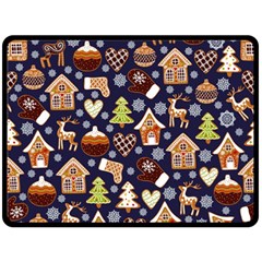 Winter-seamless-patterns-with-gingerbread-cookies-holiday-background Two Sides Fleece Blanket (large) by Amaryn4rt