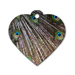 Peacock-feathers-pattern-colorful Dog Tag Heart (one Side) by Amaryn4rt