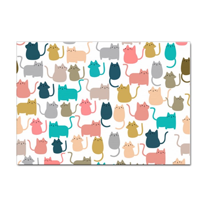 Cute-seamless-pattern-happy-kitty-kitten-cat Sticker A4 (100 pack)