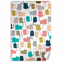 Cute-seamless-pattern-happy-kitty-kitten-cat Canvas 24  X 36  by Amaryn4rt