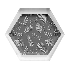 Tropical Leaves Pattern Hexagon Wood Jewelry Box by Amaryn4rt