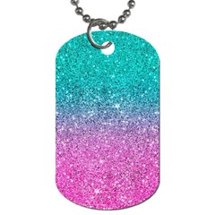 Pink And Turquoise Glitter Dog Tag (two Sides)