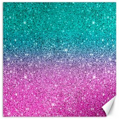 Pink And Turquoise Glitter Canvas 12  X 12 