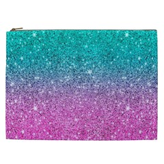 Pink And Turquoise Glitter Cosmetic Bag (xxl)