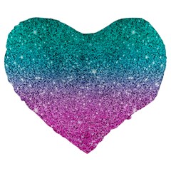 Pink And Turquoise Glitter Large 19  Premium Heart Shape Cushions