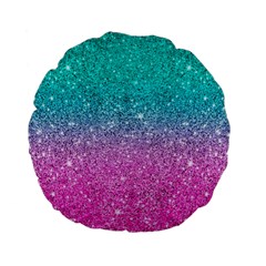 Pink And Turquoise Glitter Standard 15  Premium Flano Round Cushions