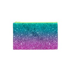 Pink And Turquoise Glitter Cosmetic Bag (xs)