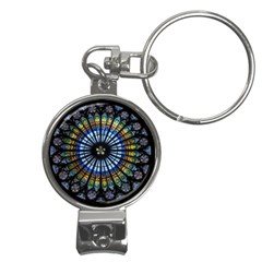 Mandala Floral Wallpaper Rose Window Strasbourg Cathedral France Nail Clippers Key Chain by Sarkoni