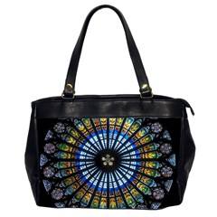 Mandala Floral Wallpaper Rose Window Strasbourg Cathedral France Oversize Office Handbag (2 Sides)