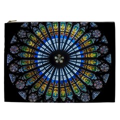 Mandala Floral Wallpaper Rose Window Strasbourg Cathedral France Cosmetic Bag (xxl)