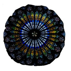 Mandala Floral Wallpaper Rose Window Strasbourg Cathedral France Large 18  Premium Round Cushions by Sarkoni