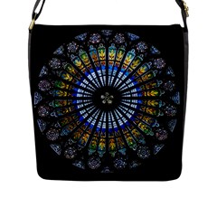 Mandala Floral Wallpaper Rose Window Strasbourg Cathedral France Flap Closure Messenger Bag (l)