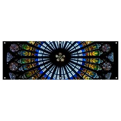 Mandala Floral Wallpaper Rose Window Strasbourg Cathedral France Banner And Sign 12  X 4  by Sarkoni