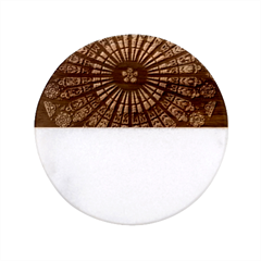 Mandala Floral Wallpaper Rose Window Strasbourg Cathedral France Classic Marble Wood Coaster (round) 