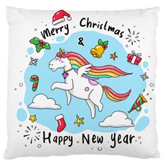 Merry Christmas Xmas Doodle Sketch Cartoon Unicorn Large Cushion Case (one Side) by Pakjumat