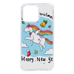 Merry Christmas Xmas Doodle Sketch Cartoon Unicorn Iphone 14 Pro Max Tpu Uv Print Case by Pakjumat