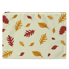 Leaves Autumn Fall Background Cosmetic Bag (xxl)