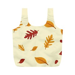 Leaves Autumn Fall Background Full Print Recycle Bag (m) by Pakjumat