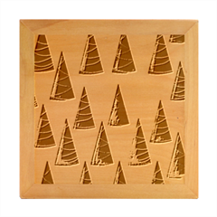 Christmas Trees Pattern Wallpaper Wood Photo Frame Cube by Pakjumat