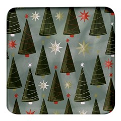 Christmas Trees Pattern Wallpaper Square Glass Fridge Magnet (4 Pack) by Pakjumat