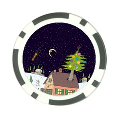 House Tree Man Moon Night Stars Poker Chip Card Guard by Pakjumat