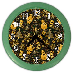 Christmas Background Color Wall Clock by Pakjumat