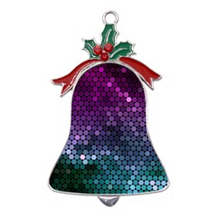 Digital Abstract Party Event Metal Holly Leaf Bell Ornament