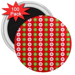 Festive Pattern Christmas Holiday 3  Magnets (100 Pack)