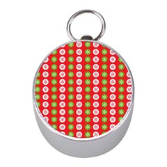 Festive Pattern Christmas Holiday Mini Silver Compasses