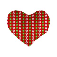 Festive Pattern Christmas Holiday Standard 16  Premium Flano Heart Shape Cushions