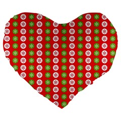 Festive Pattern Christmas Holiday Large 19  Premium Flano Heart Shape Cushions