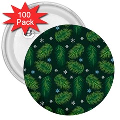 Leaves Snowflake Pattern Holiday 3  Buttons (100 Pack)  by Pakjumat