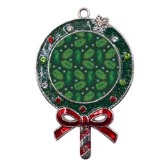 Leaves Snowflake Pattern Holiday Metal X mas Lollipop With Crystal Ornament by Pakjumat