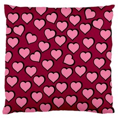 Pattern Pink Abstract Heart Large Premium Plush Fleece Cushion Case (two Sides) by Pakjumat