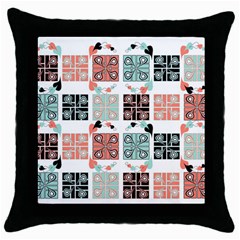 Mint Black Coral Heart Paisley Throw Pillow Case (black) by Pakjumat