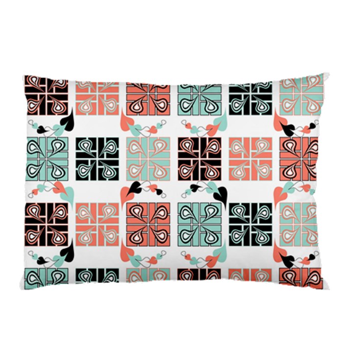 Mint Black Coral Heart Paisley Pillow Case (Two Sides)