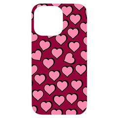 Pattern Pink Abstract Heart Iphone 14 Pro Max Black Uv Print Case by Pakjumat