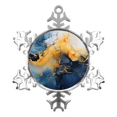 Abstract Marble Design Background Metal Small Snowflake Ornament