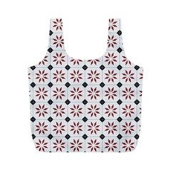 Tile Pattern Design Flowers Full Print Recycle Bag (m) by Pakjumat