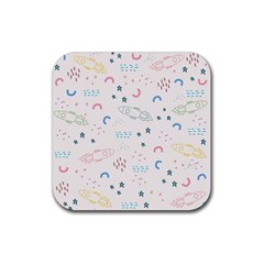 Spaceship Pattern Star Rubber Coaster (square) by Pakjumat